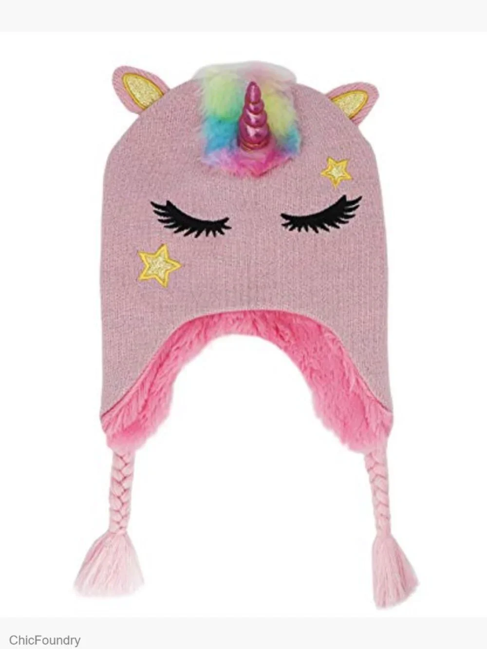 Girls Glitter Unicorn Beanie Hat and Glove Set Knitted Fleece Lined Winter Set